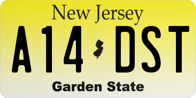NJ license plate A14DST