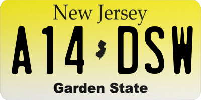 NJ license plate A14DSW
