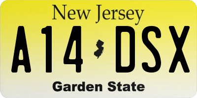 NJ license plate A14DSX