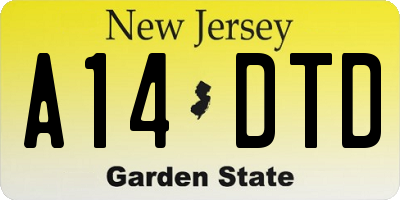 NJ license plate A14DTD