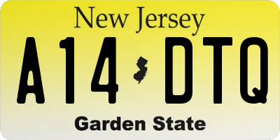 NJ license plate A14DTQ