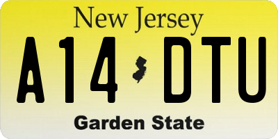 NJ license plate A14DTU
