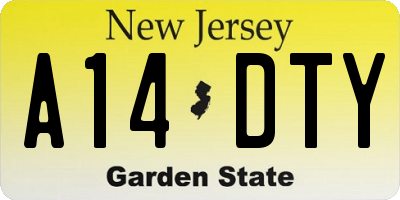 NJ license plate A14DTY