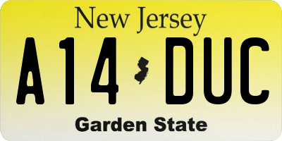 NJ license plate A14DUC
