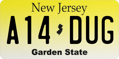 NJ license plate A14DUG