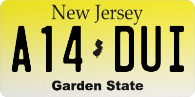 NJ license plate A14DUI