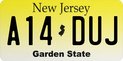 NJ license plate A14DUJ