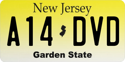 NJ license plate A14DVD