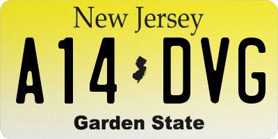 NJ license plate A14DVG