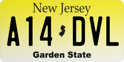 NJ license plate A14DVL
