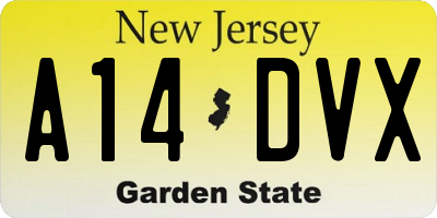 NJ license plate A14DVX