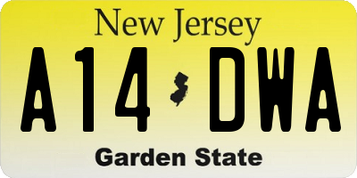 NJ license plate A14DWA