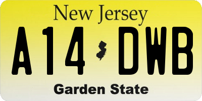 NJ license plate A14DWB
