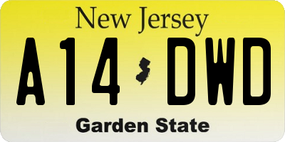 NJ license plate A14DWD