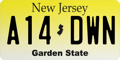 NJ license plate A14DWN