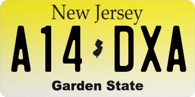 NJ license plate A14DXA