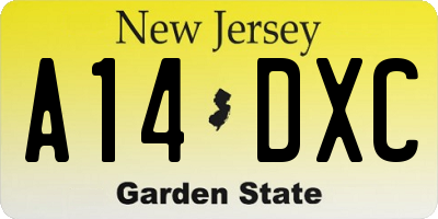 NJ license plate A14DXC