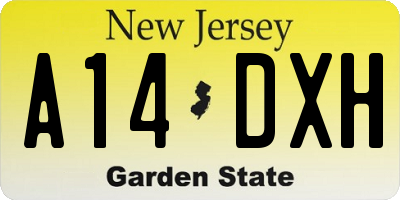 NJ license plate A14DXH