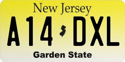 NJ license plate A14DXL
