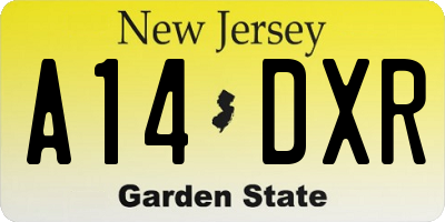 NJ license plate A14DXR