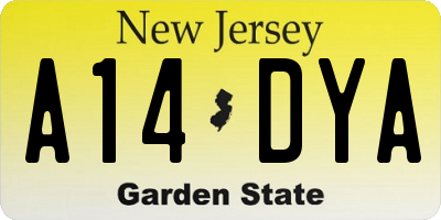 NJ license plate A14DYA