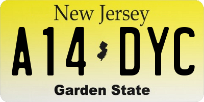NJ license plate A14DYC