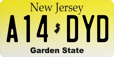 NJ license plate A14DYD