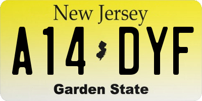NJ license plate A14DYF
