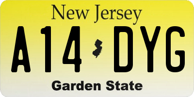 NJ license plate A14DYG