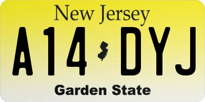 NJ license plate A14DYJ