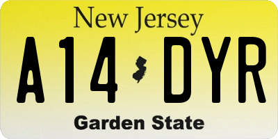 NJ license plate A14DYR