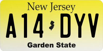 NJ license plate A14DYV