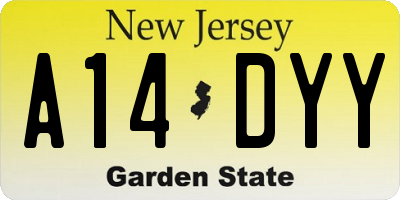 NJ license plate A14DYY
