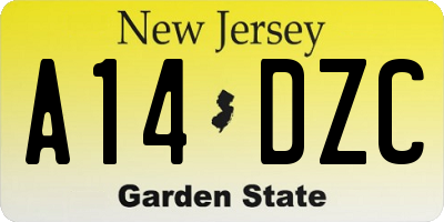 NJ license plate A14DZC