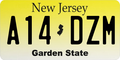 NJ license plate A14DZM
