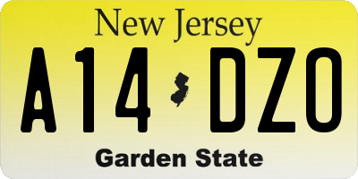 NJ license plate A14DZO