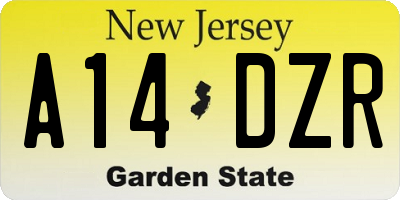 NJ license plate A14DZR