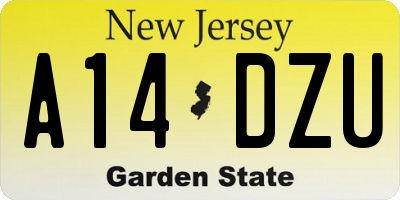 NJ license plate A14DZU