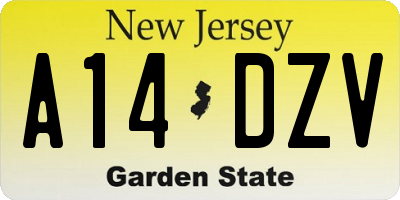 NJ license plate A14DZV