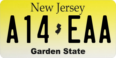 NJ license plate A14EAA
