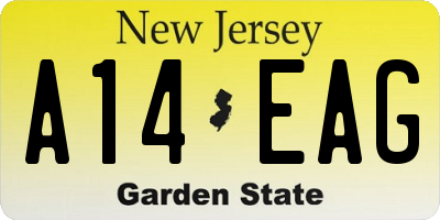 NJ license plate A14EAG