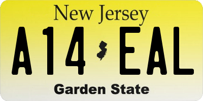 NJ license plate A14EAL