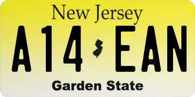NJ license plate A14EAN