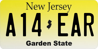 NJ license plate A14EAR