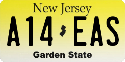 NJ license plate A14EAS
