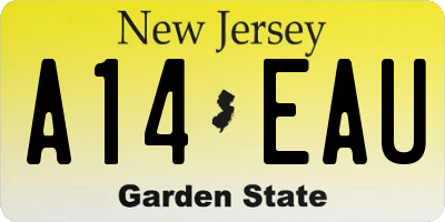 NJ license plate A14EAU