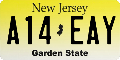 NJ license plate A14EAY