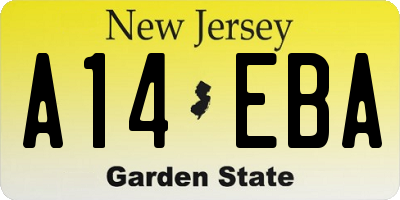 NJ license plate A14EBA