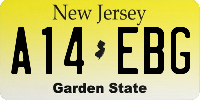 NJ license plate A14EBG
