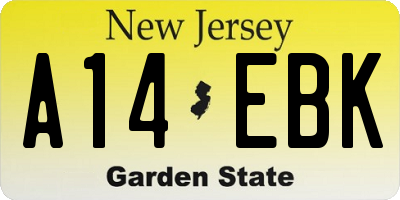 NJ license plate A14EBK